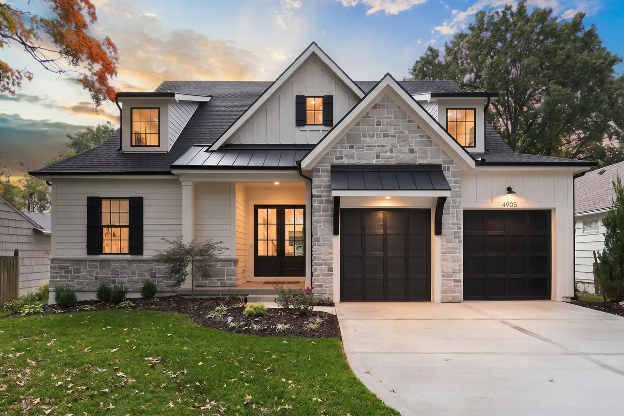 Front exterior at twilight at 4905 W 71st Street
